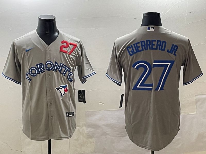 Men Toronto Blue Jays #27 Guerrero jr Grey Game 2025 Nike MLB Jersey style 2